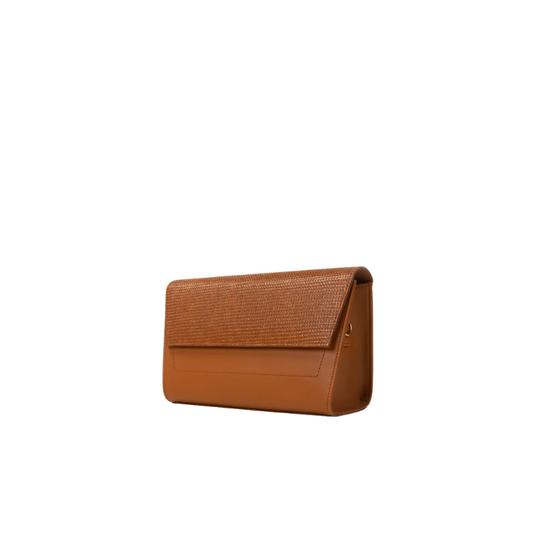 Tan Structured Flap Handbag