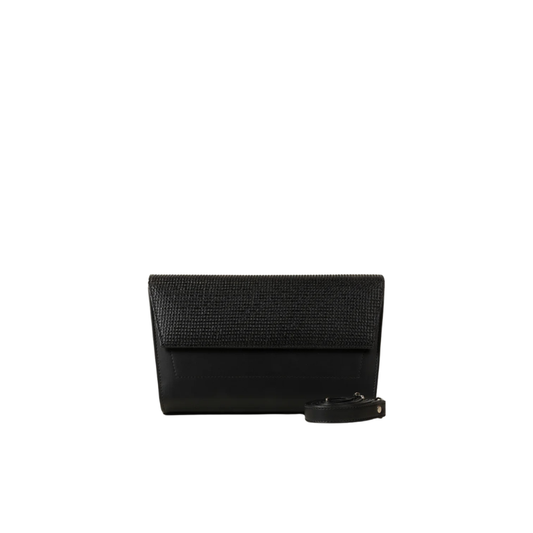 Black Structured Flap Handbag