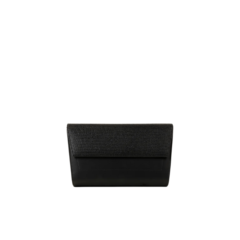 Black Structured Flap Handbag