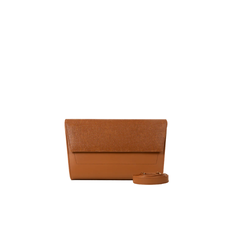 Tan Structured Flap Handbag