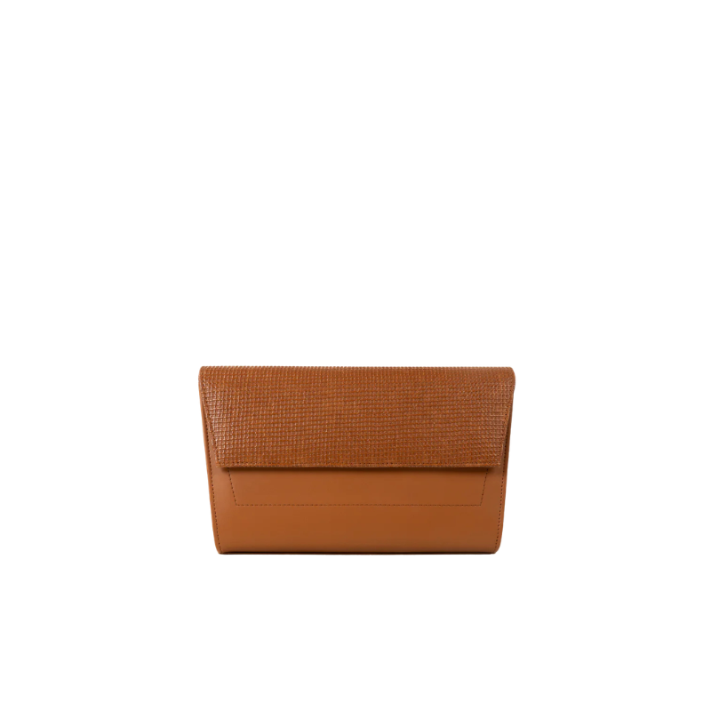 Tan Structured Flap Handbag
